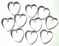 10 7x24mm Transparent Crystal Glass Heart Pendant Beads